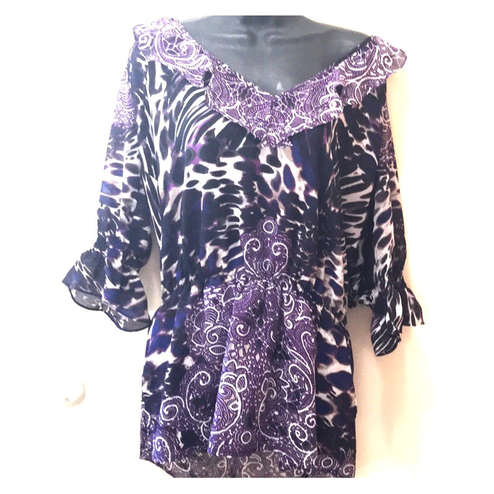- Bisou bisou Michelle bohbot wild purple tunic romantic xl